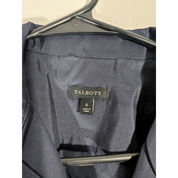 Talbots Womens Navy Long Sleeve Silk Blouse Sz 6 Office Workwear Business Boss - Picture 3 of 7